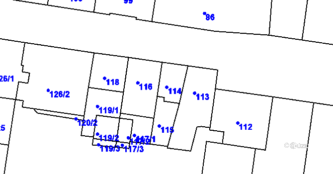 Parcela st. 114 v KÚ Sokolov, Katastrální mapa
