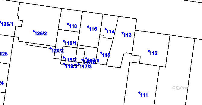 Parcela st. 115 v KÚ Sokolov, Katastrální mapa