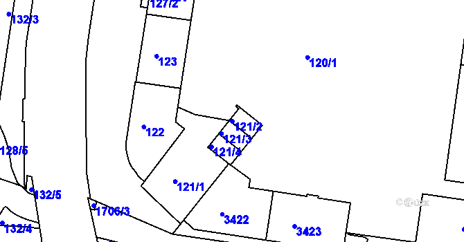 Parcela st. 121/2 v KÚ Sokolov, Katastrální mapa