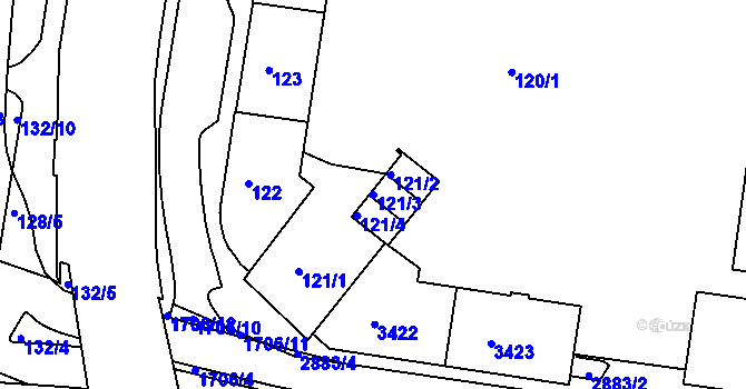 Parcela st. 121/3 v KÚ Sokolov, Katastrální mapa