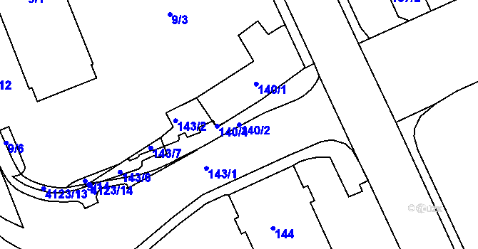Parcela st. 140/2 v KÚ Sokolov, Katastrální mapa