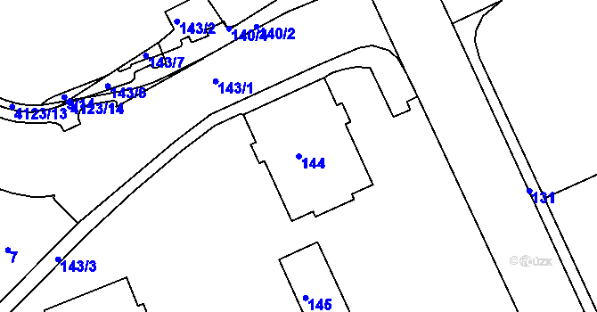 Parcela st. 144 v KÚ Sokolov, Katastrální mapa