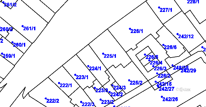 Parcela st. 225/1 v KÚ Sokolov, Katastrální mapa