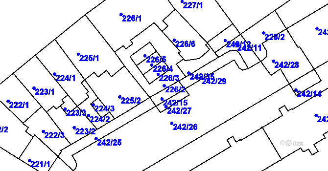 Parcela st. 226/2 v KÚ Sokolov, Katastrální mapa