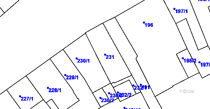 Parcela st. 231 v KÚ Sokolov, Katastrální mapa