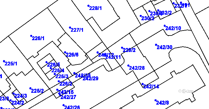 Parcela st. 242/11 v KÚ Sokolov, Katastrální mapa