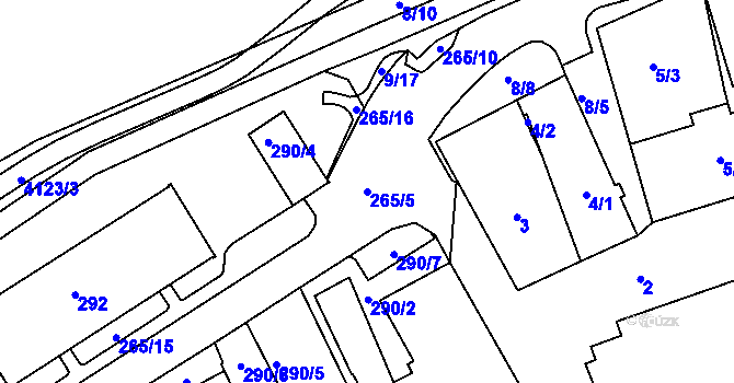 Parcela st. 265/5 v KÚ Sokolov, Katastrální mapa
