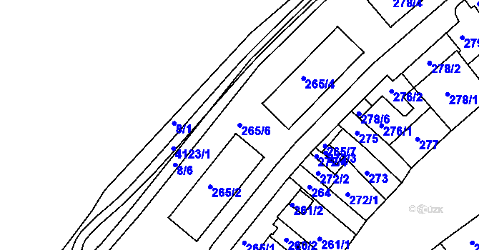 Parcela st. 265/6 v KÚ Sokolov, Katastrální mapa