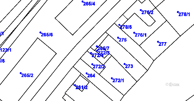 Parcela st. 272/3 v KÚ Sokolov, Katastrální mapa