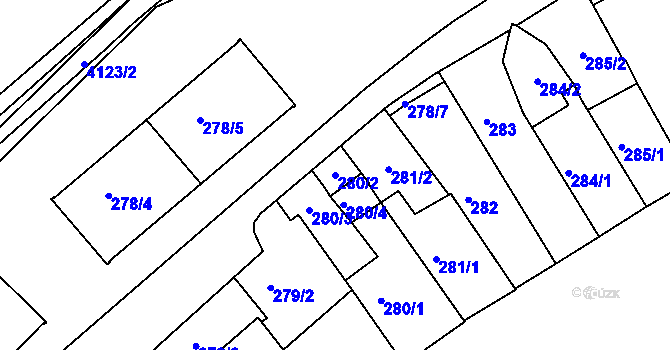 Parcela st. 280/2 v KÚ Sokolov, Katastrální mapa