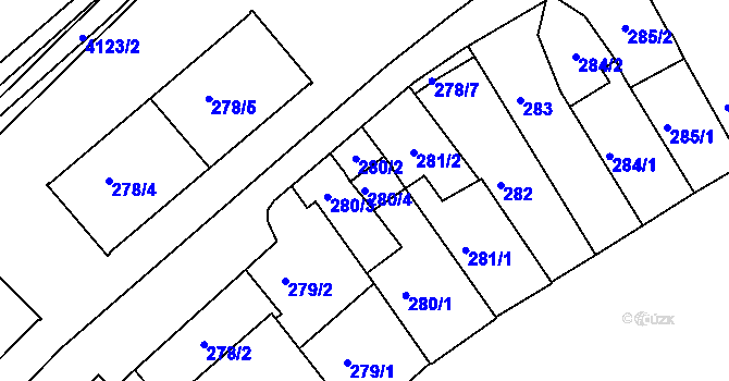 Parcela st. 280/4 v KÚ Sokolov, Katastrální mapa