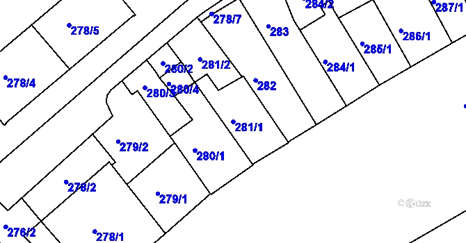 Parcela st. 281/1 v KÚ Sokolov, Katastrální mapa