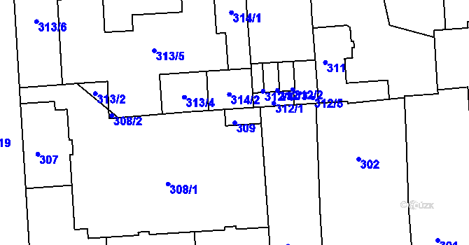 Parcela st. 309 v KÚ Sokolov, Katastrální mapa