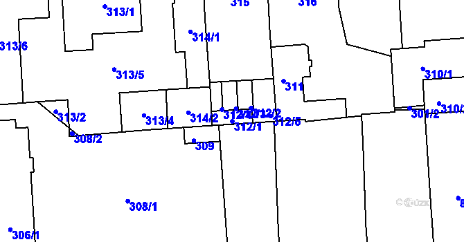 Parcela st. 312/1 v KÚ Sokolov, Katastrální mapa