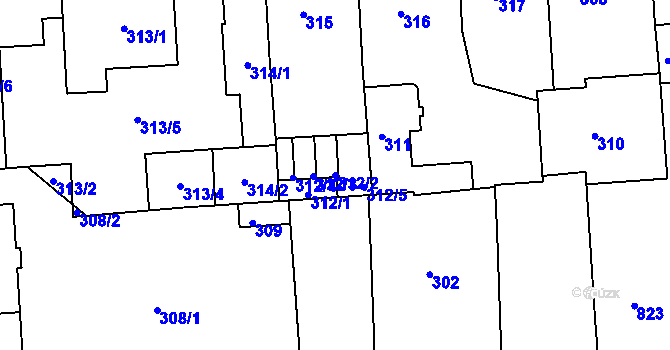 Parcela st. 312/2 v KÚ Sokolov, Katastrální mapa
