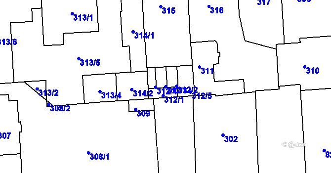 Parcela st. 312/3 v KÚ Sokolov, Katastrální mapa