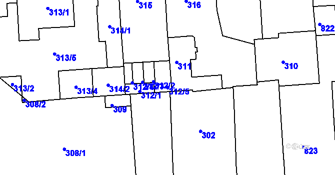 Parcela st. 312/5 v KÚ Sokolov, Katastrální mapa