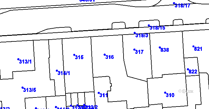 Parcela st. 316 v KÚ Sokolov, Katastrální mapa
