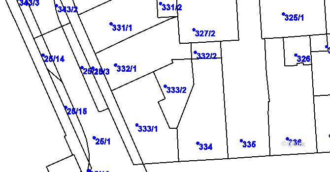 Parcela st. 333/2 v KÚ Sokolov, Katastrální mapa