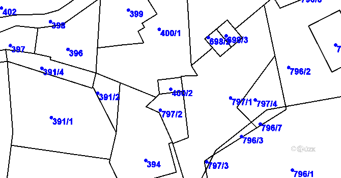 Parcela st. 400/2 v KÚ Sokolov, Katastrální mapa