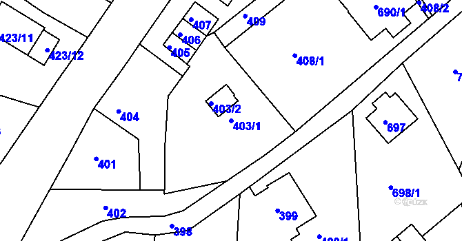 Parcela st. 403/1 v KÚ Sokolov, Katastrální mapa