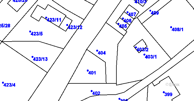 Parcela st. 404 v KÚ Sokolov, Katastrální mapa