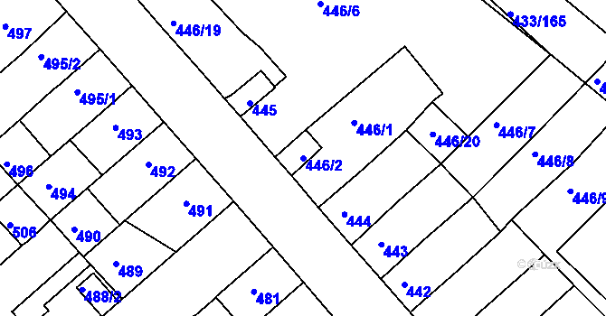 Parcela st. 446/2 v KÚ Sokolov, Katastrální mapa