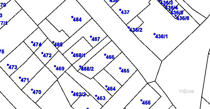 Parcela st. 466 v KÚ Sokolov, Katastrální mapa