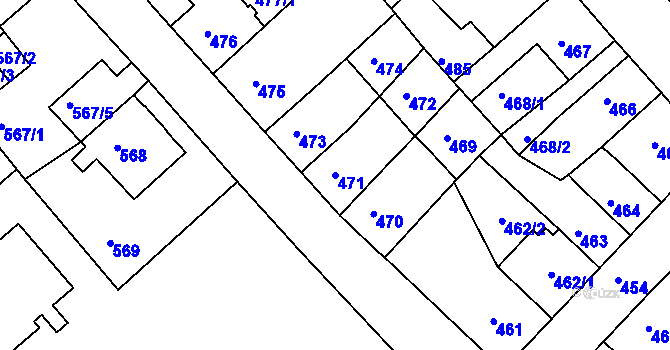 Parcela st. 471 v KÚ Sokolov, Katastrální mapa