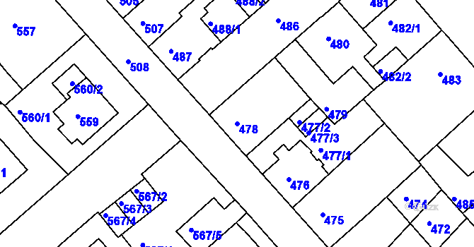 Parcela st. 478 v KÚ Sokolov, Katastrální mapa