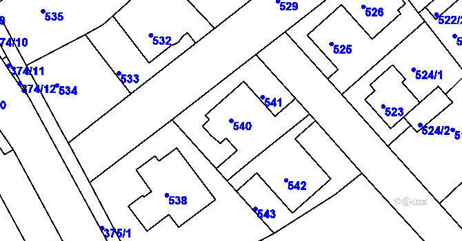 Parcela st. 540 v KÚ Sokolov, Katastrální mapa