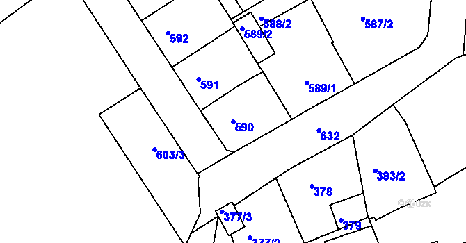 Parcela st. 590 v KÚ Sokolov, Katastrální mapa