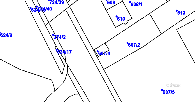 Parcela st. 607/4 v KÚ Sokolov, Katastrální mapa