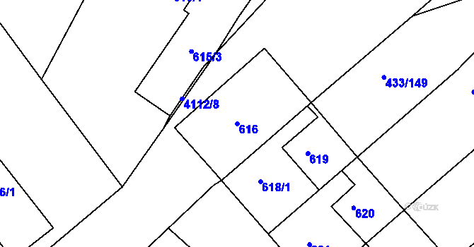 Parcela st. 616 v KÚ Sokolov, Katastrální mapa
