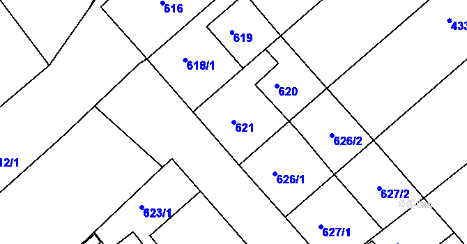 Parcela st. 621 v KÚ Sokolov, Katastrální mapa