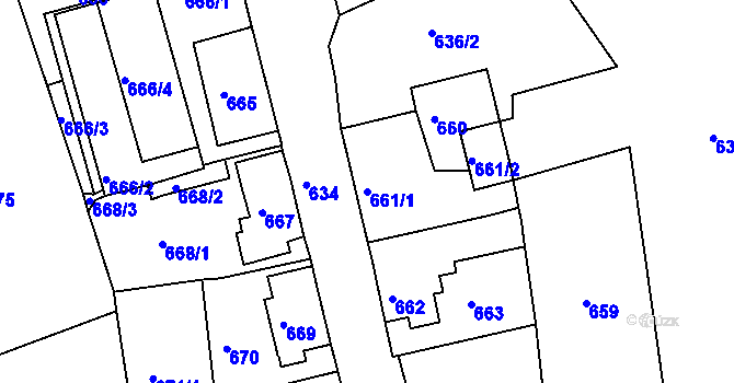 Parcela st. 661/1 v KÚ Sokolov, Katastrální mapa