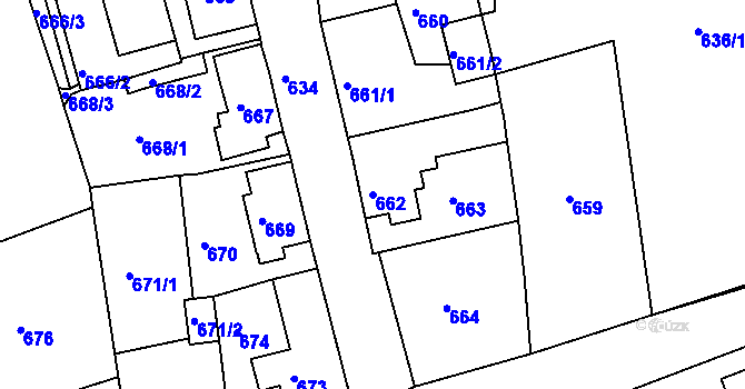 Parcela st. 662 v KÚ Sokolov, Katastrální mapa