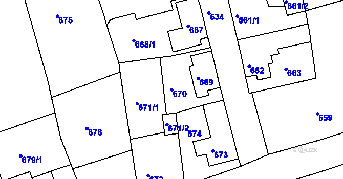 Parcela st. 670 v KÚ Sokolov, Katastrální mapa