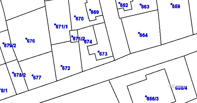 Parcela st. 673 v KÚ Sokolov, Katastrální mapa