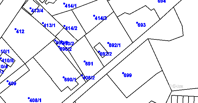 Parcela st. 692/2 v KÚ Sokolov, Katastrální mapa