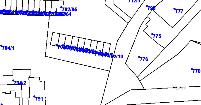 Parcela st. 702/9 v KÚ Sokolov, Katastrální mapa