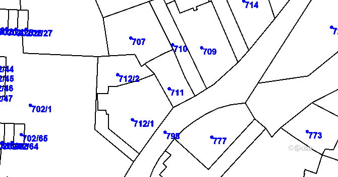 Parcela st. 711 v KÚ Sokolov, Katastrální mapa