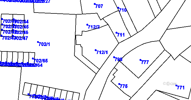 Parcela st. 712/1 v KÚ Sokolov, Katastrální mapa