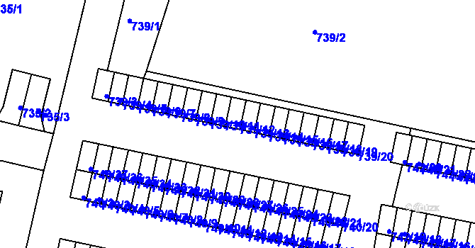 Parcela st. 739/12 v KÚ Sokolov, Katastrální mapa