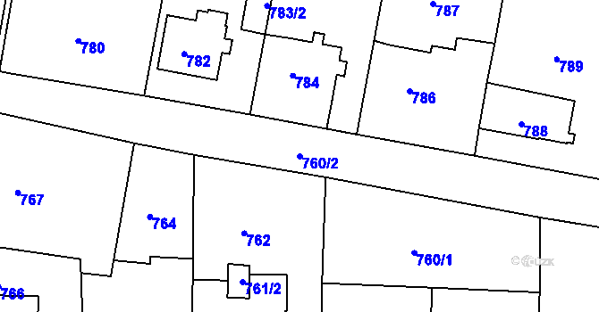 Parcela st. 760/2 v KÚ Sokolov, Katastrální mapa