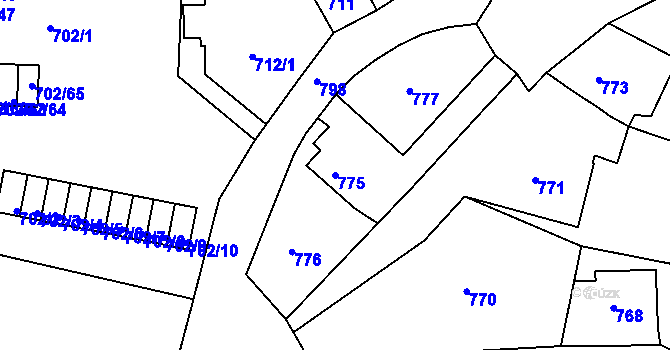 Parcela st. 775 v KÚ Sokolov, Katastrální mapa