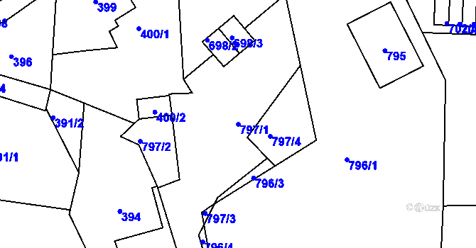 Parcela st. 797/1 v KÚ Sokolov, Katastrální mapa