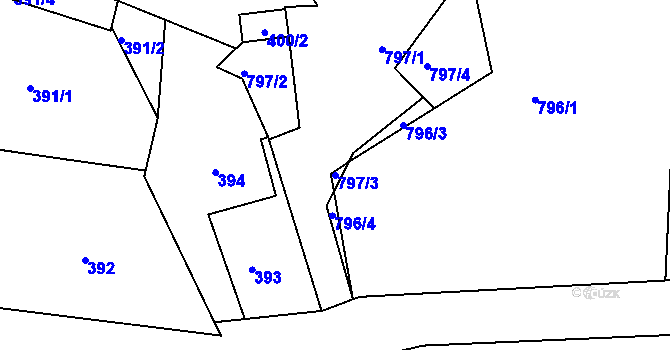 Parcela st. 797/3 v KÚ Sokolov, Katastrální mapa