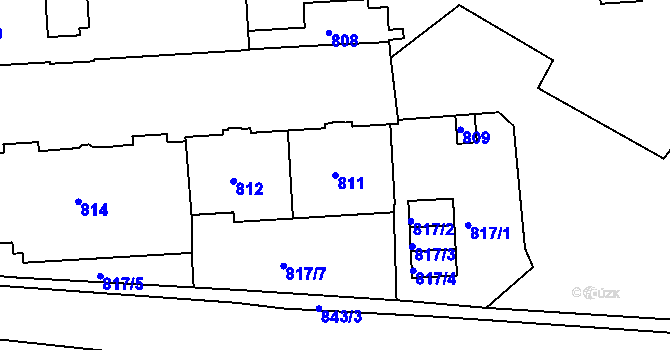 Parcela st. 811 v KÚ Sokolov, Katastrální mapa