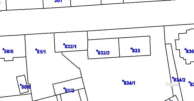 Parcela st. 832/2 v KÚ Sokolov, Katastrální mapa